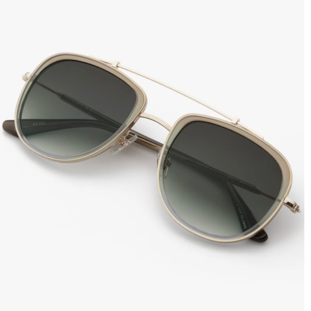 NWOT KREWE Breton Aviator Sunglasses in Matcha/Pine. Polarized. - Picture 3 of 8